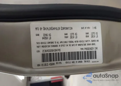 2006 Chrysler 300 Touring from USA, damaged, VIN 2C3KA53G96H384705